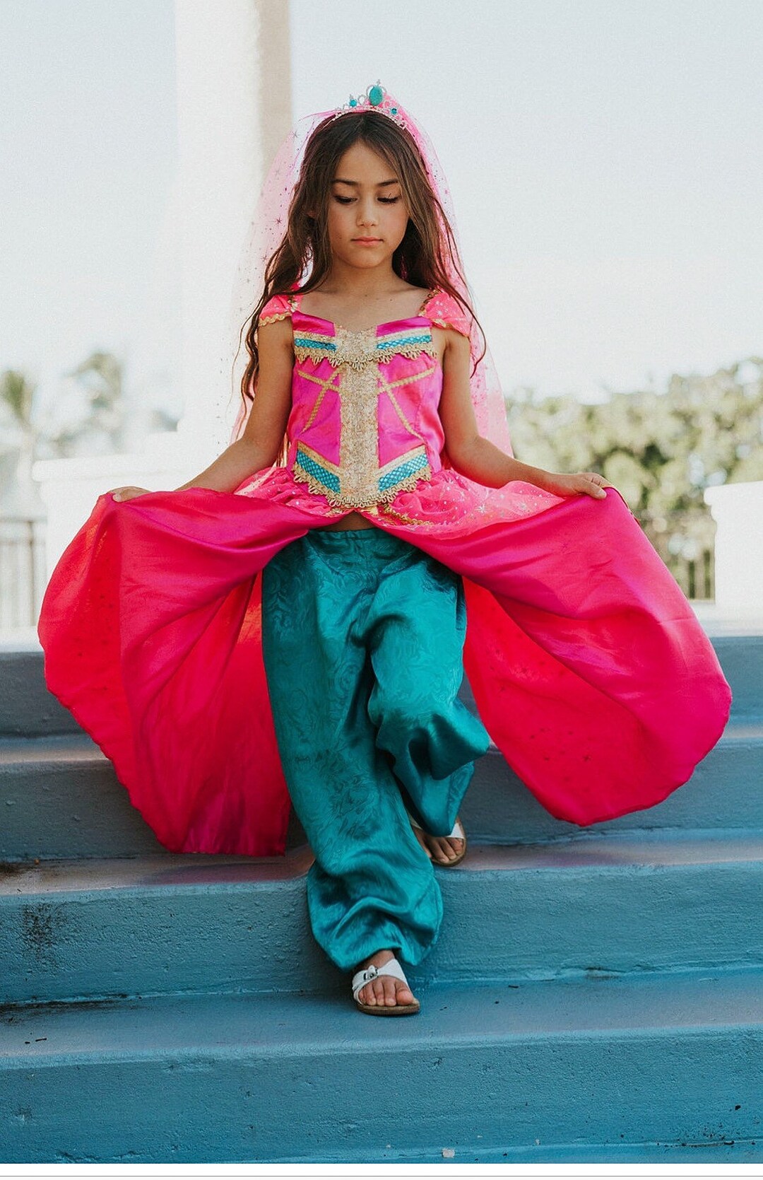 Princess Jasmine Pink Dress Girls Costume Halloween Princess Jasmine  Costume Disney Jasmine Look Alike Costume Jasmin Girl Dress 