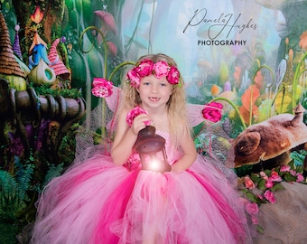 Pink Flower Girl Dress: Handmade Fairy Costume with Wings