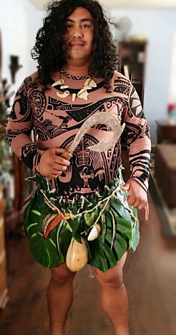 Fantasia de moana maui com camiseta e calça, cosplay para adulto e