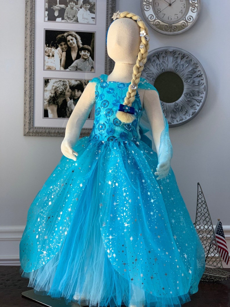 Elsa Inspired Dress, Sequin Frozen Costume with Detachable Veil image 4