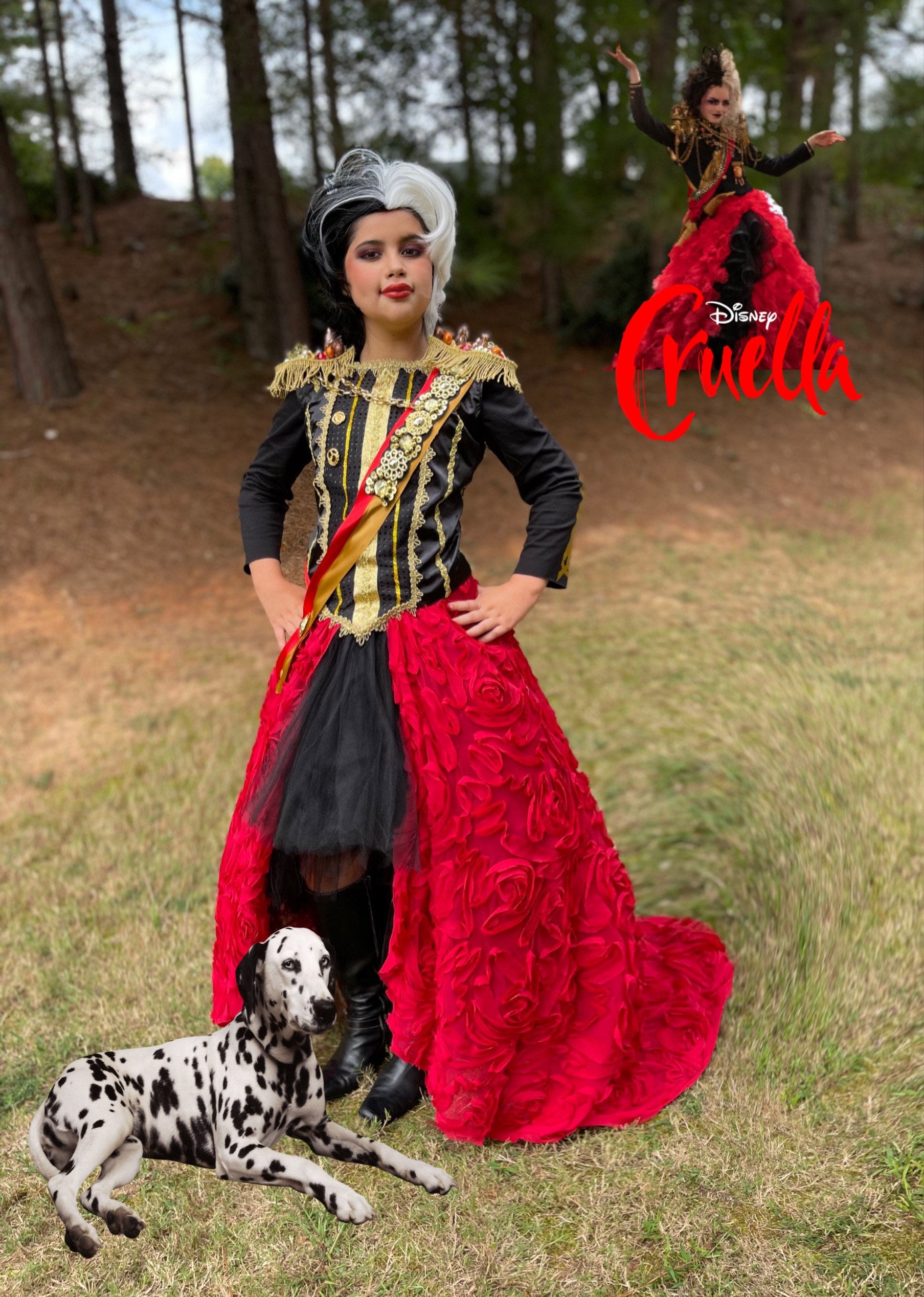 2021 Movie Cruella Cosplay Cruella de Vil Halloween Dress Costume