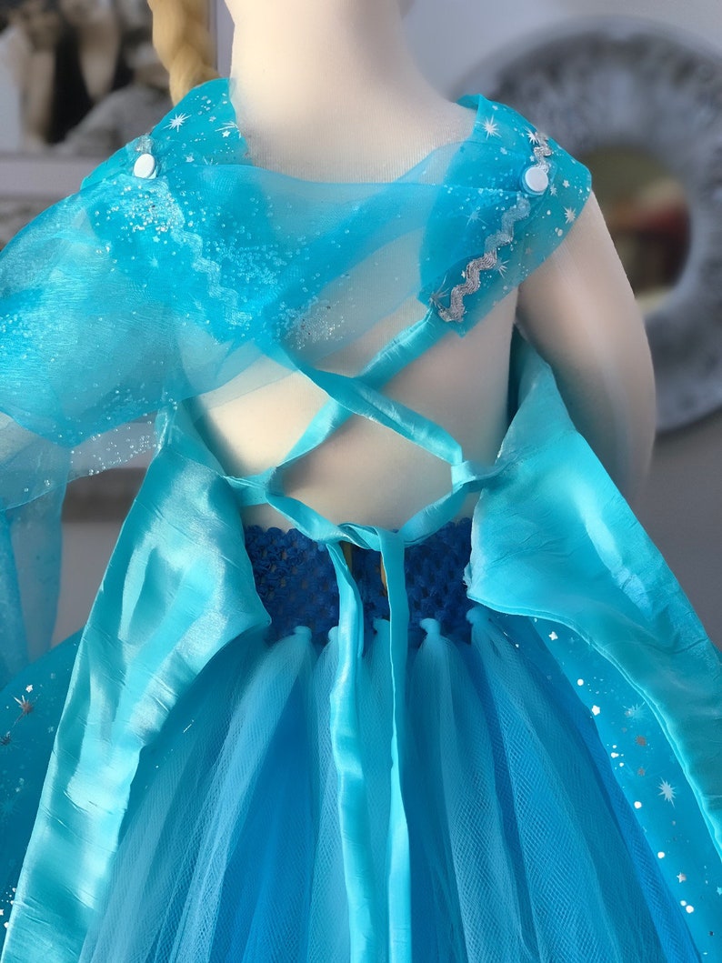 Elsa Inspired Dress, Sequin Frozen Costume with Detachable Veil image 8