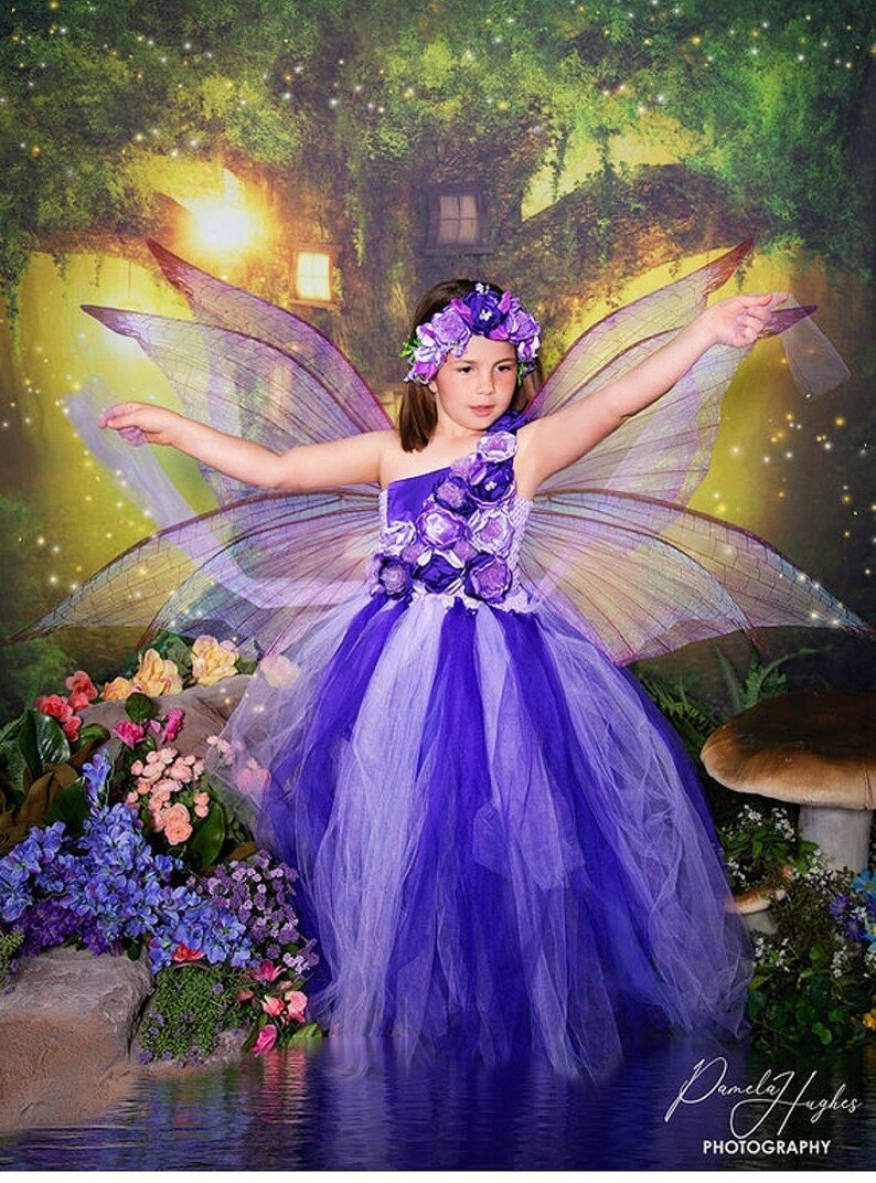 Fairy Dress Fairy Costume Purple Flower Fairytale Dress Fairy Etsy