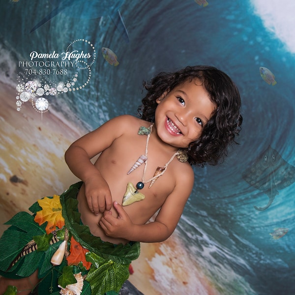 Handmade Maui Costume: Tropical Leaf Skirt, Seashell Necklace