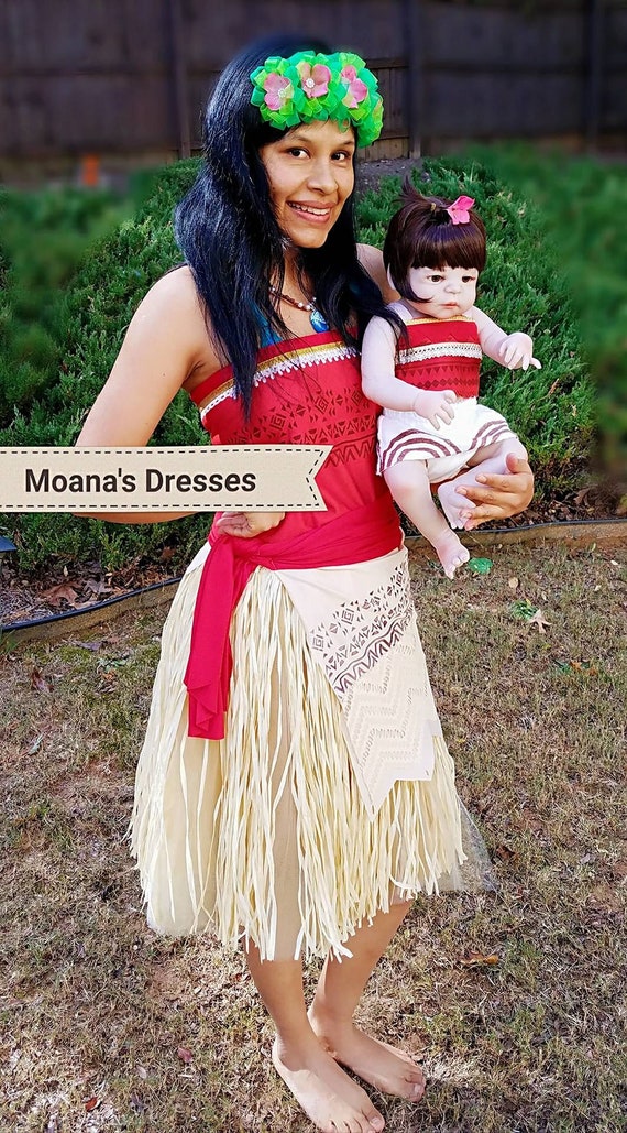 Moana Dress Up Adult Cosplay Baby Costume Moana Birthday Etsy