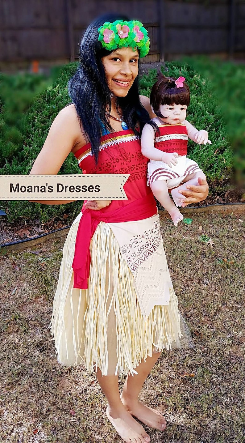 Moana Dress up Adult Cosplay Baby Costume Moana Birthday Etsy