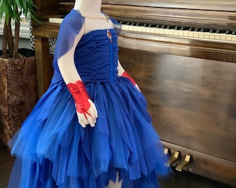 Evie Inspired Blue Tutu Dress, Party Costume