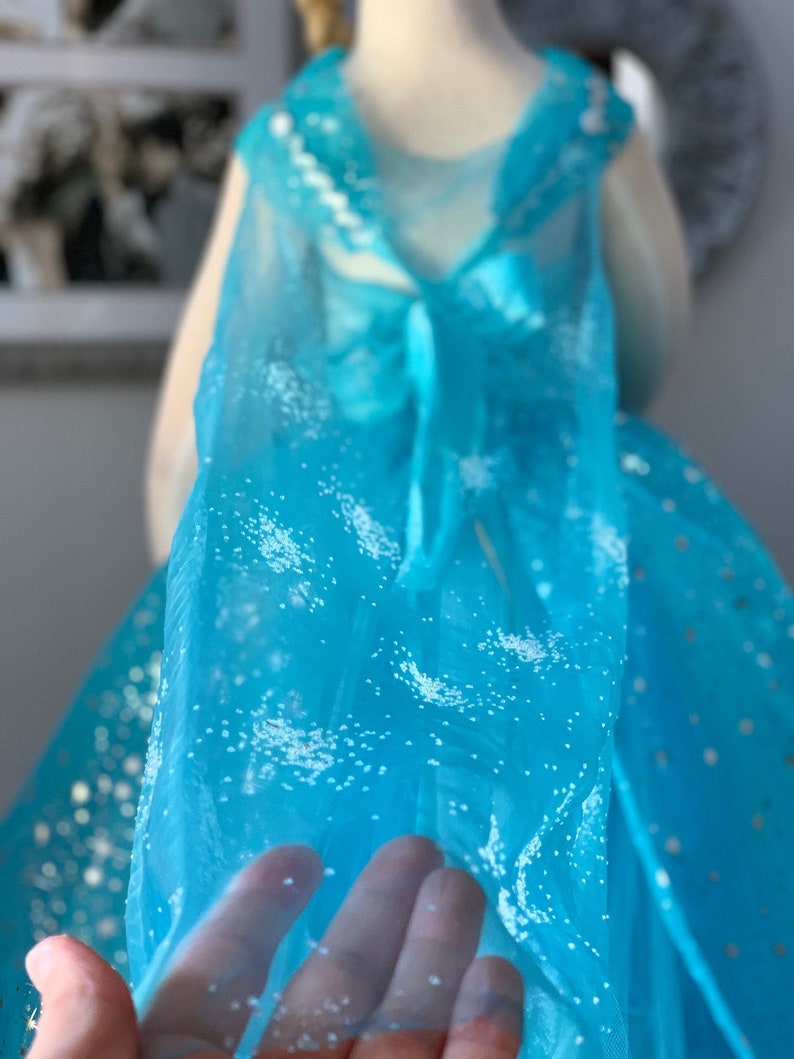 Elsa Inspired Dress, Sequin Frozen Costume with Detachable Veil image 6