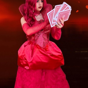 The Queen of  hearts descendants Dress girls Queen of herts dress costume Mal costume Disney outfit  descendants 4 costume Rize of red
