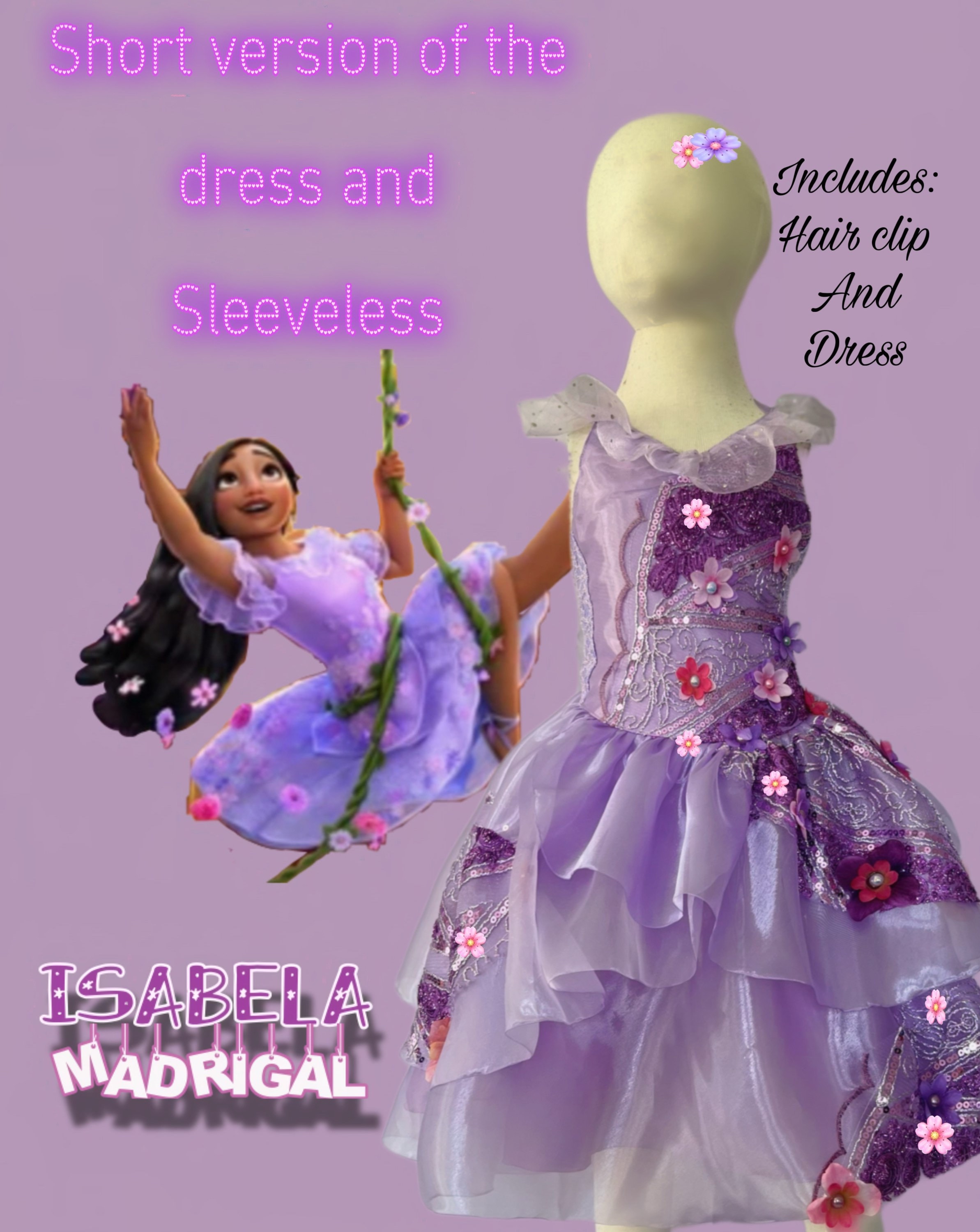 Bambini Encanto Costume Isabela Madrigal Principessa Dress_y