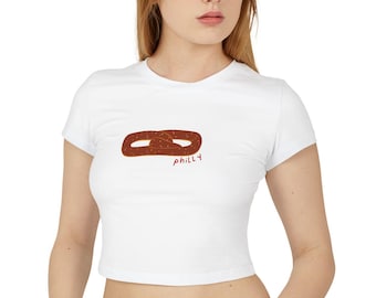 Philly Pretzel Women's Baby Tee, Philadelphia Crop Top