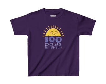 100 Days Brighter Sun, 100th day of School Kids Heavy Cotton™ Tee