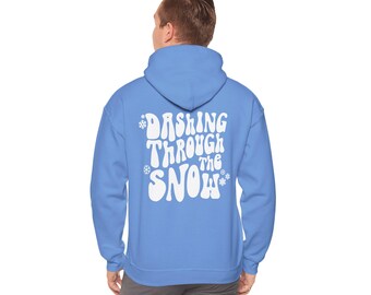 Dashing through the Snow Hoodie, Snowflake Hooded Sweatshirt, Holiday Hoodie, Chirstmas Sweater
