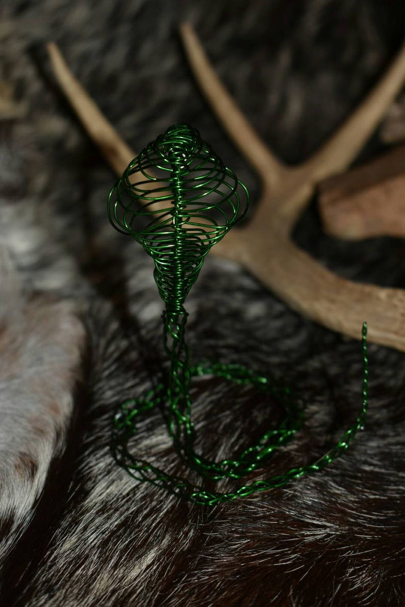 Wire Metal Art Sculpture Green Cobra | Etsy