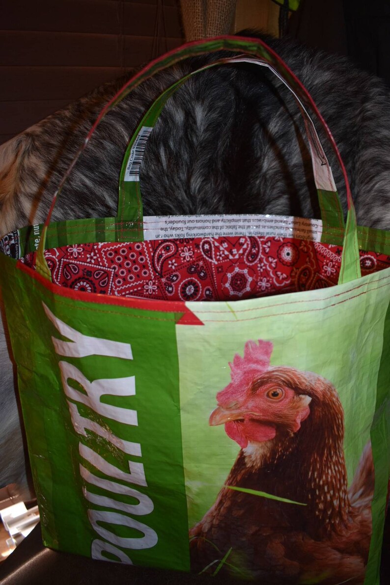 Recycled Reusable Green Chicken Poultry feed sack Etsy