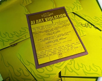 AI Art Violation ticket sticky notes by Camp Polliwog (PPPP Fundraiser)
