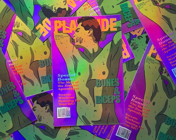 Monster Meat gay vintage magazine style holographic sticker - Zombie S2