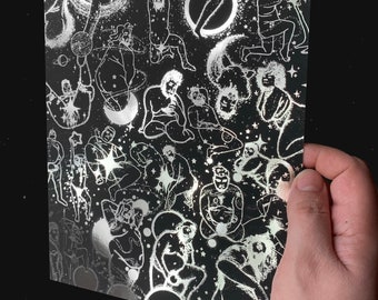 Celestial Bodies nudes silver foil print