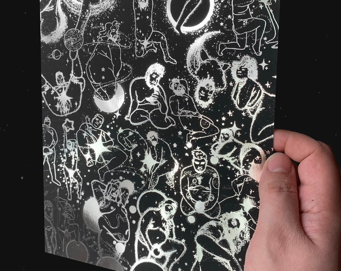 Celestial Bodies nudes silver foil print