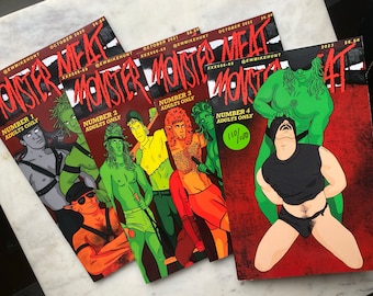 Overstock Zine Pack (1-4) Monster Meat Zine Issues 1-4 - Inspired by vintage gay magazines & classic horror monsters