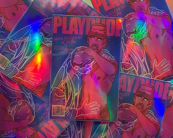 Monster Meat gay vintage magazine style holographic sticker - Ghost
