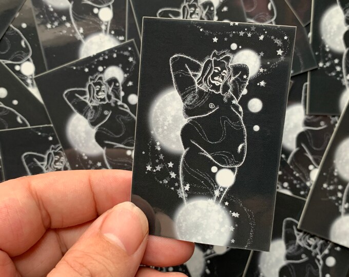 Celestial Bodies MOON MAN sticker (holographic and b&w available)