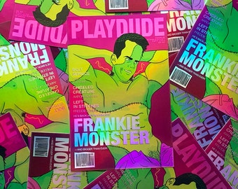 Monster Meat gay vintage magazine style holographic sticker - Frankenstein