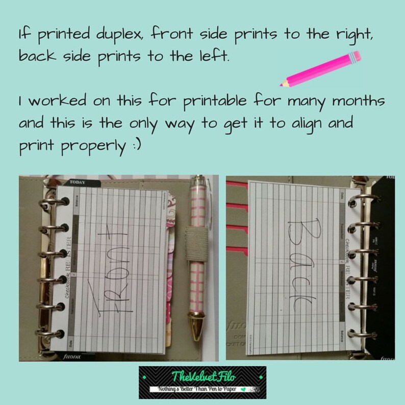 Checkbook Register for Pocket Size Filofax Etsy