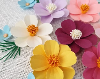 10 Small Handmade Paper Cosmos Flowers: Party & Wedding Decor