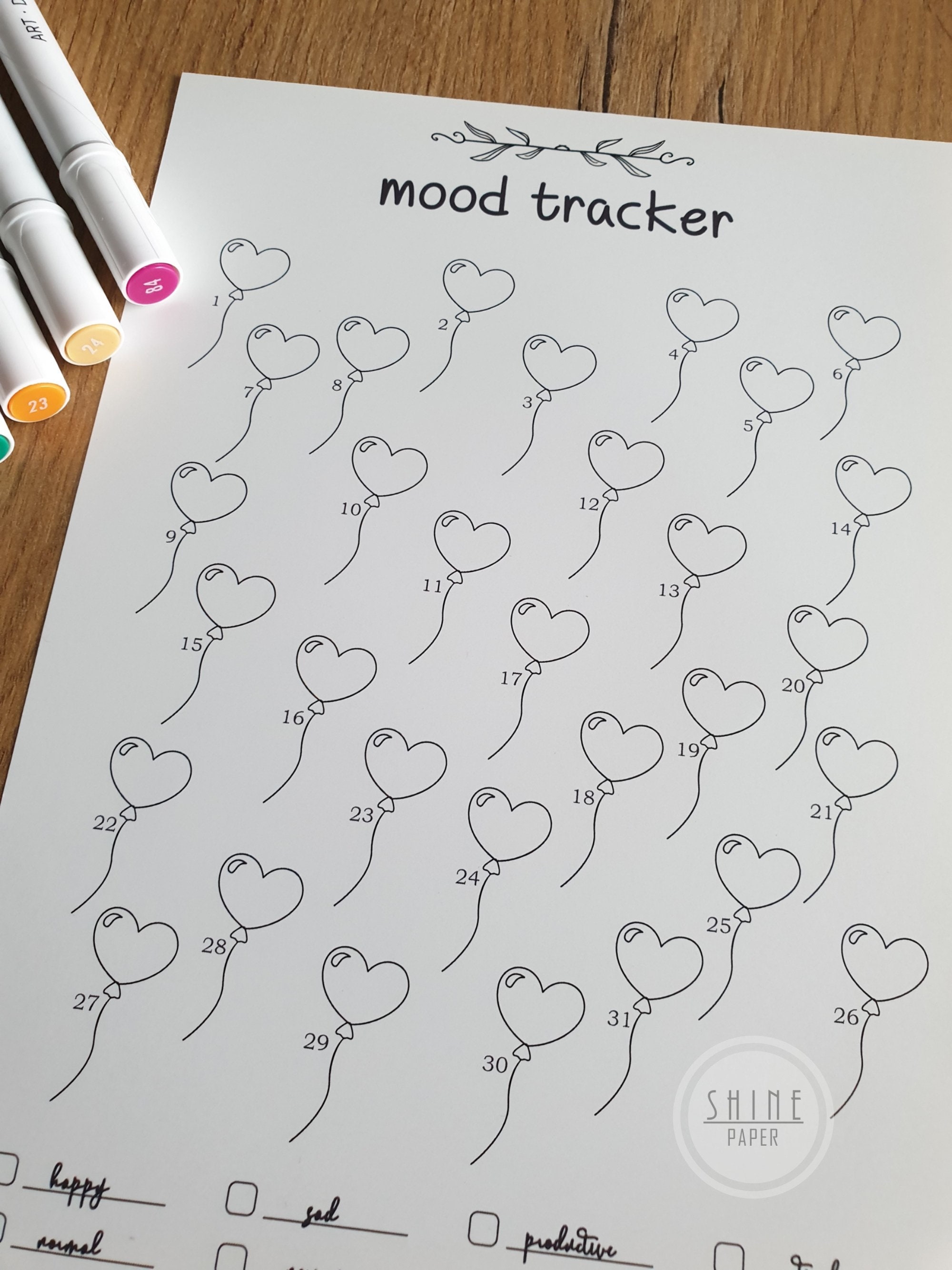 Daily Mood Tracker Printable Digital Bullet Journal Mood Tracker Daily Mood Tracker Printable Digital Bullet Journal Mood Tracker