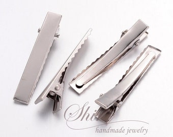 10 pieces of Platinum Alligator Hair Clips, 46mm