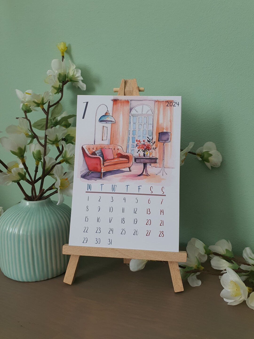Buy 2024 Mini Desk Calendar Interiors A6 Calendar With Easel Online in