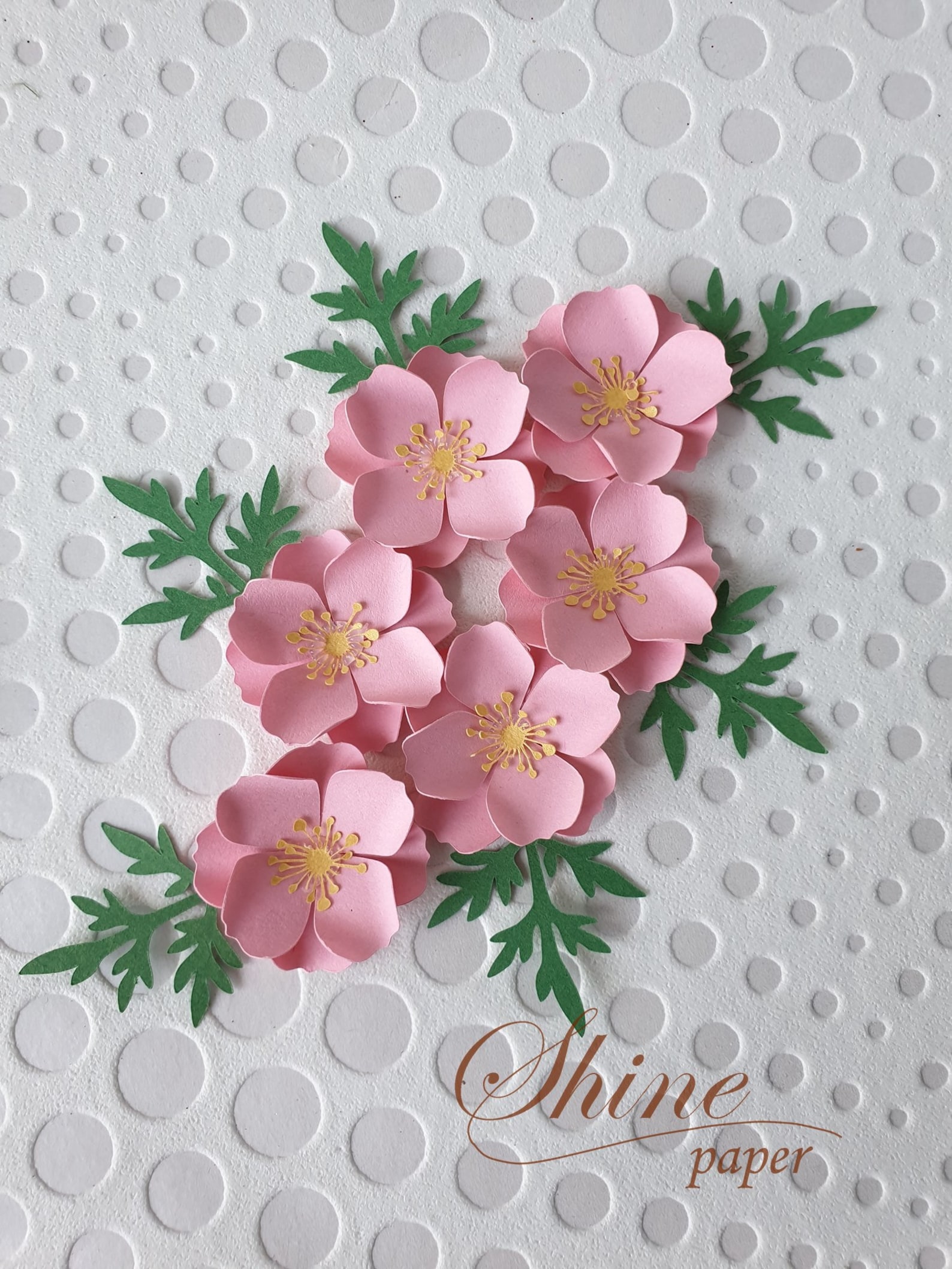 10 Small Paper Flowers, Pink Wild Rose, Handmade Paper Flowers, Baby