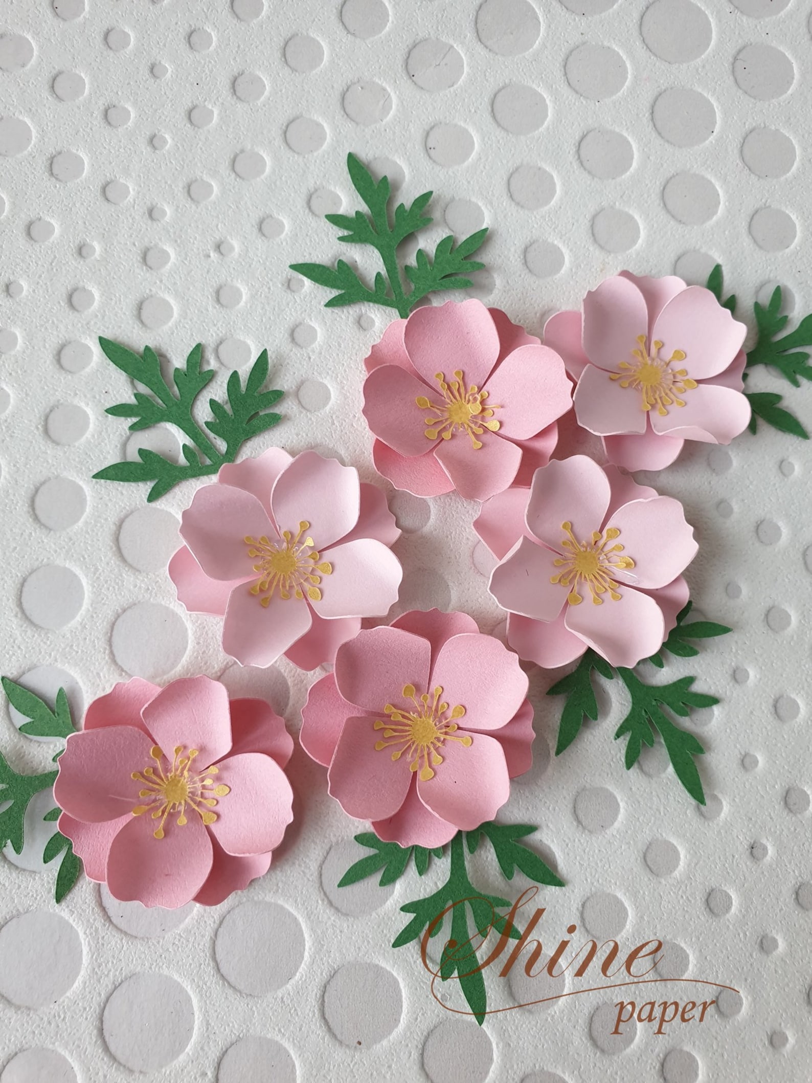 10 Small Paper Flowers, Pink Wild Rose, Handmade Paper Flowers, Baby