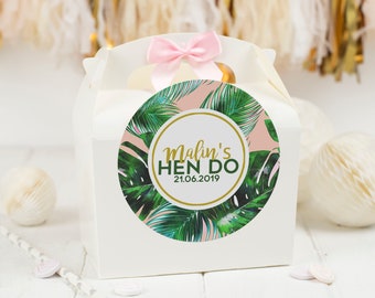 Personalisierte * gefüllt * Junggesellinnenabschied Box tropischen FIESTA Henne Nacht Gunsten Geschenk Tasche