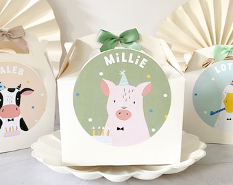 Children’s Party Box | FARM ANIMALS | Personalised kids meal boxes