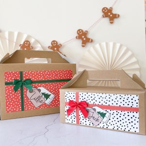 Christmas Eve Box Personalised | XMAS WRAP | Kraft box with ribbon bow