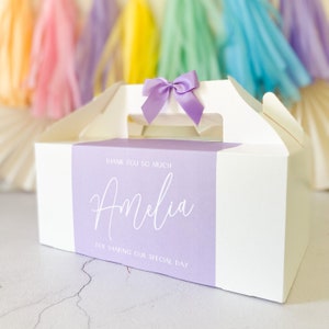 Personalised Childrens Gift Box | SIMPLE SQUARE WEDDING | thank you plain party boxes Party Gift Bag with Bow