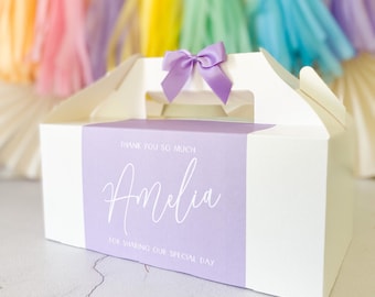 Personalised Childrens Gift Box | SIMPLE SQUARE WEDDING | thank you plain party boxes Party Gift Bag with Bow