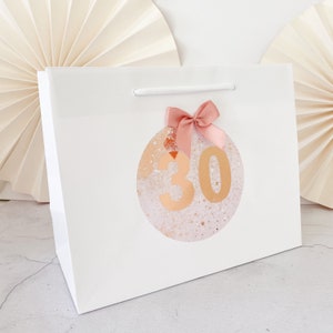Birthday Gift Bags Personalised | BIRTHDAY FOIL SPLAT | Big Number Gift Bag | Rose Gold Foil  | Birthday Party Favour
