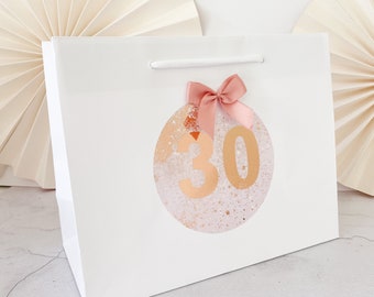 Birthday Gift Bags Personalised | BIRTHDAY FOIL SPLAT | Big Number Gift Bag | Rose Gold Foil  | Birthday Party Favour