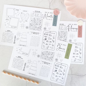 Wedding Placemat | BLACK SCRIPT TAG | Personalised Children’s Activity Mat