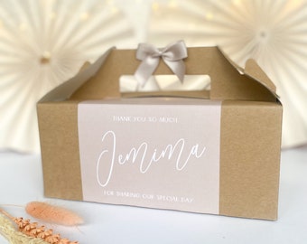 Personalised Childrens Gift Box | SIMPLE SQUARE WEDDING | thank you plain party boxes Party Gift Bag with Bow