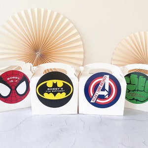 Children’s Party Box | SUPER HERO | Personalised kids luxe picnic meal boxes