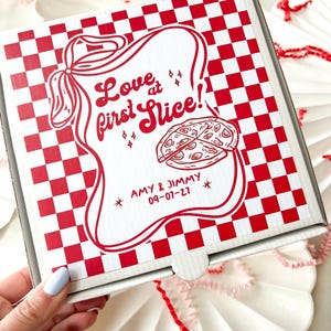 Personalised Wedding Pizza Boxes | Italian  Favour | Custom Names & Date | Love at First Slice | Fun Occasion Food Box