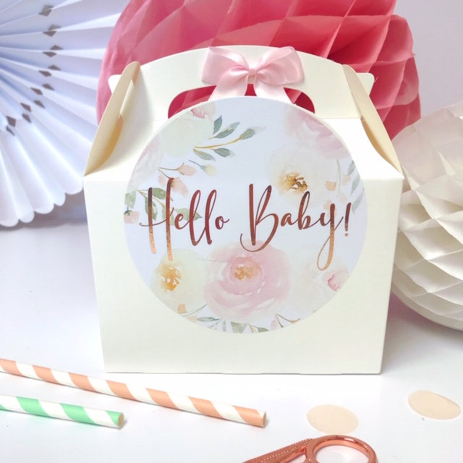 Personalised Baby Shower Hello Baby Favour Gift Box ROSE | Etsy UK