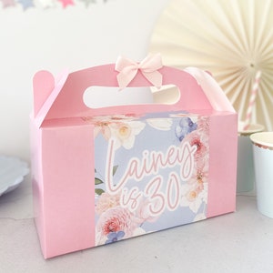 Personalised Birthday Party Box | PINK PETALS | Personalised hen party luxe picnic snack meal boxes