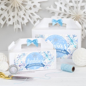 Personalised Christmas Eve Gift Box | SNOWFROST FROZEN | White box with ribbon bow