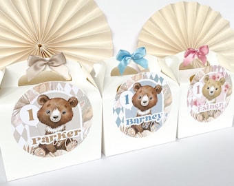 FIRST Birthday Party Box | PAMPAS BEAR | Childrens Gift Boxes Favour Lunch boxes Baby Shower