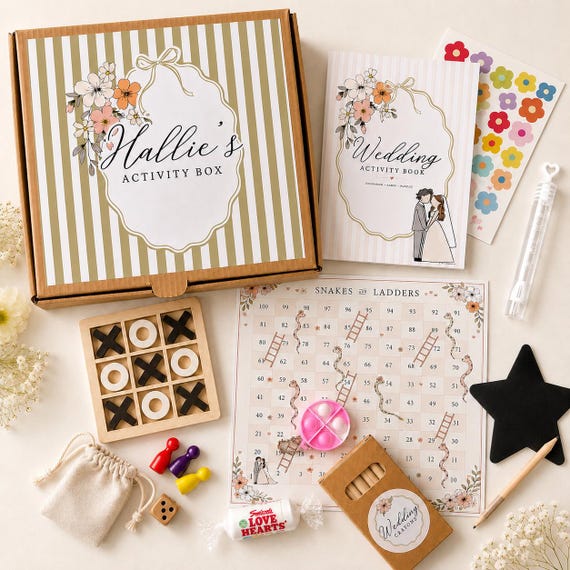 Personalised Children’s Wedding Activity Box | Kids Wedding Activity Pack | Flower Girl Gift | Wedding Games & Colouring Kit